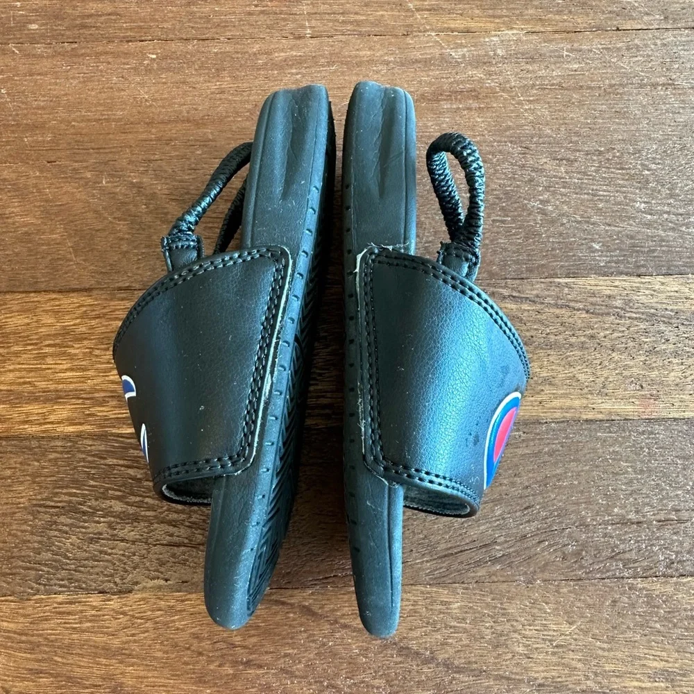 Champion Toddler Boys IPO Slides Sandals Size 10T Black Logo Pool Beach Shower